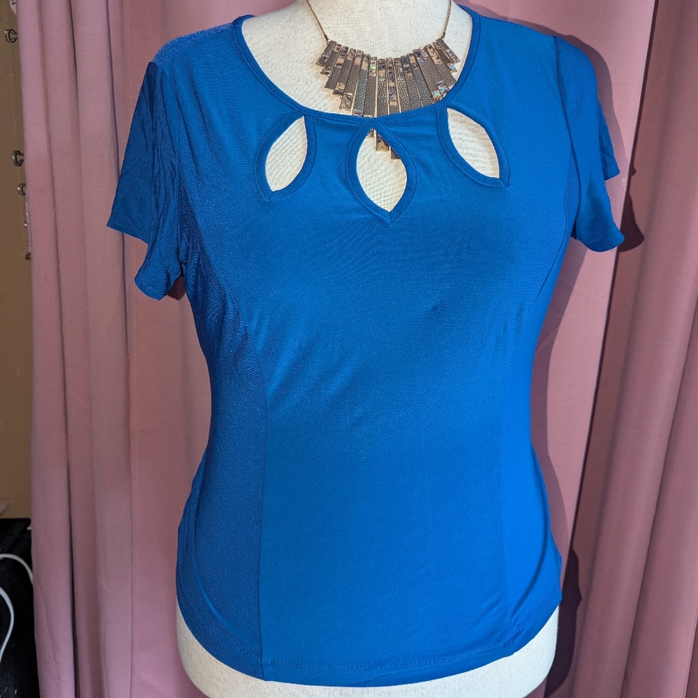 PERCEPTIONS Petite Top w/Cutouts & attached Tie 12P